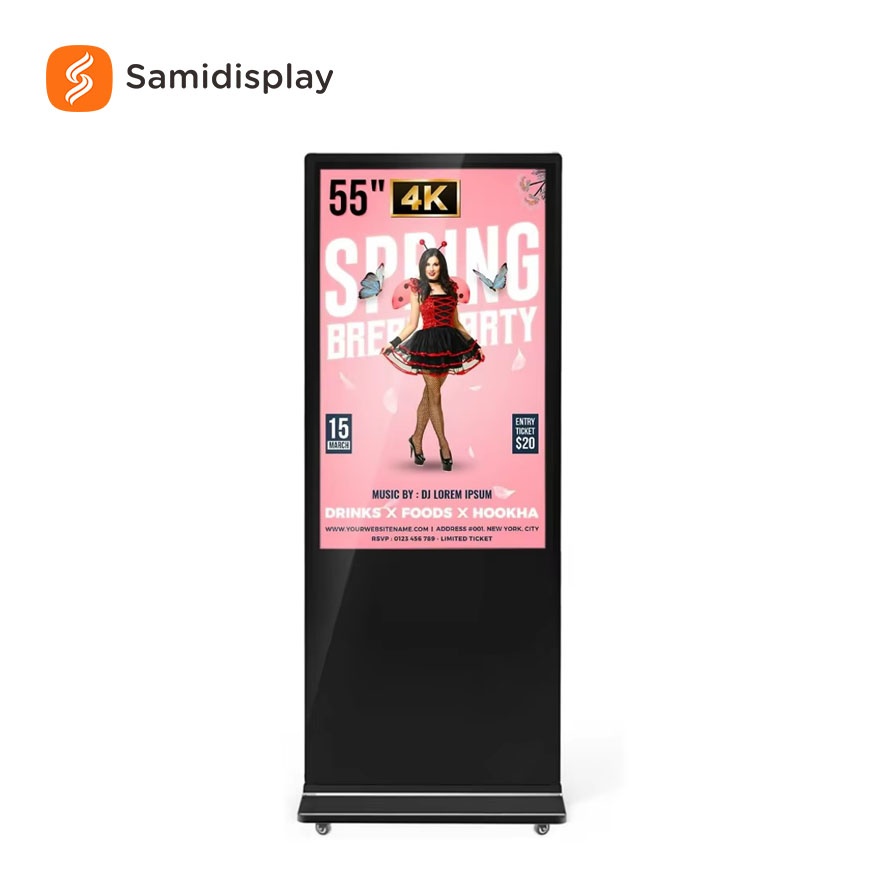 55 Inch Indoor LCD Advertising Display Floor Stand Kiosk
