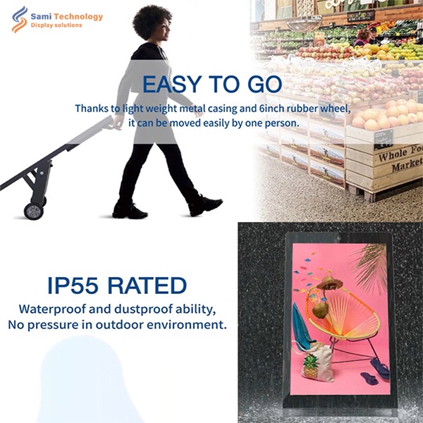 Battery Powered 43 inch movable digital signage kiosk
