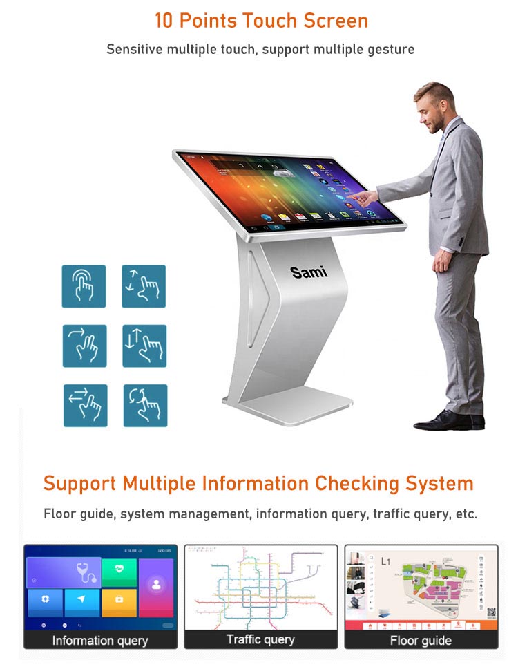 55 INCH INDOOR INTERACTIVE TOUCH SCREEN KIOSK DIGITAL DISPLAY