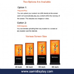 43 inch floor stand LCD indoor double sided digital signage